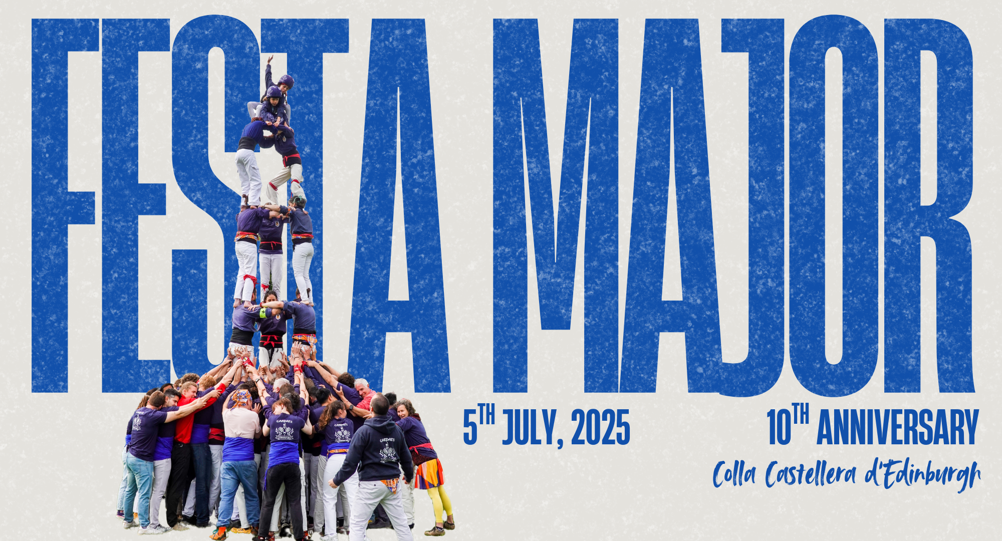 Poster image showing people making a human pyramid.