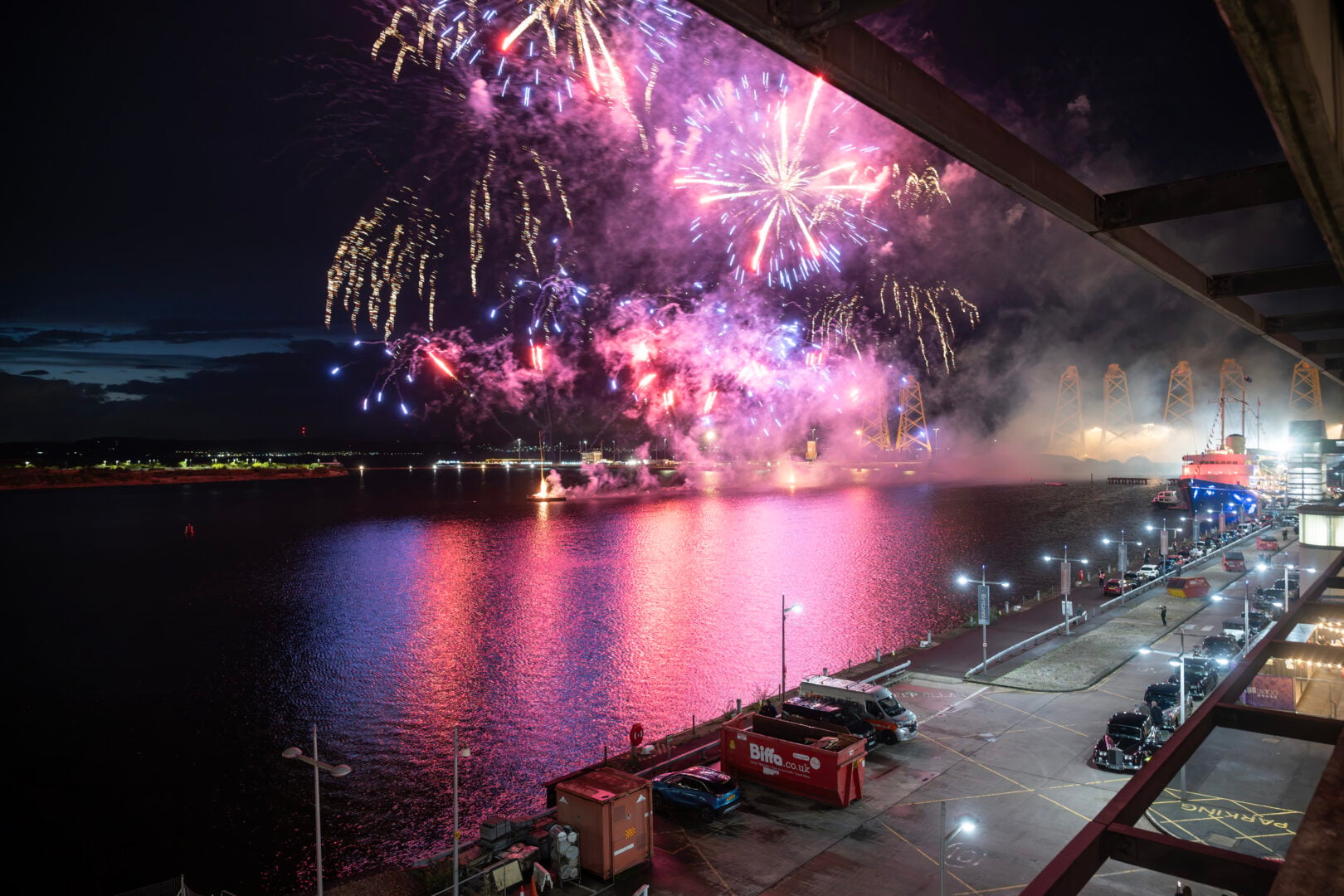 Fireworks over Leith docks